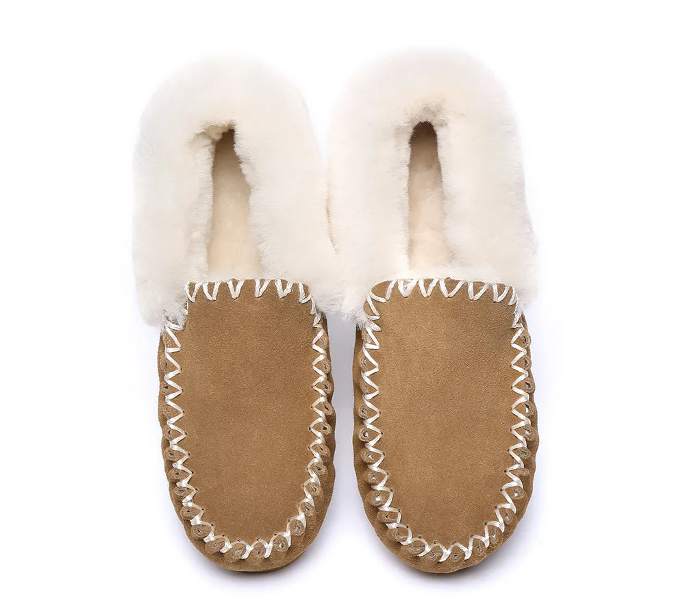 AUSTRALIAN SHEPHERD® UGG Men Sheepskin Wool Ankle Slippers Popo Moccasins Big Size