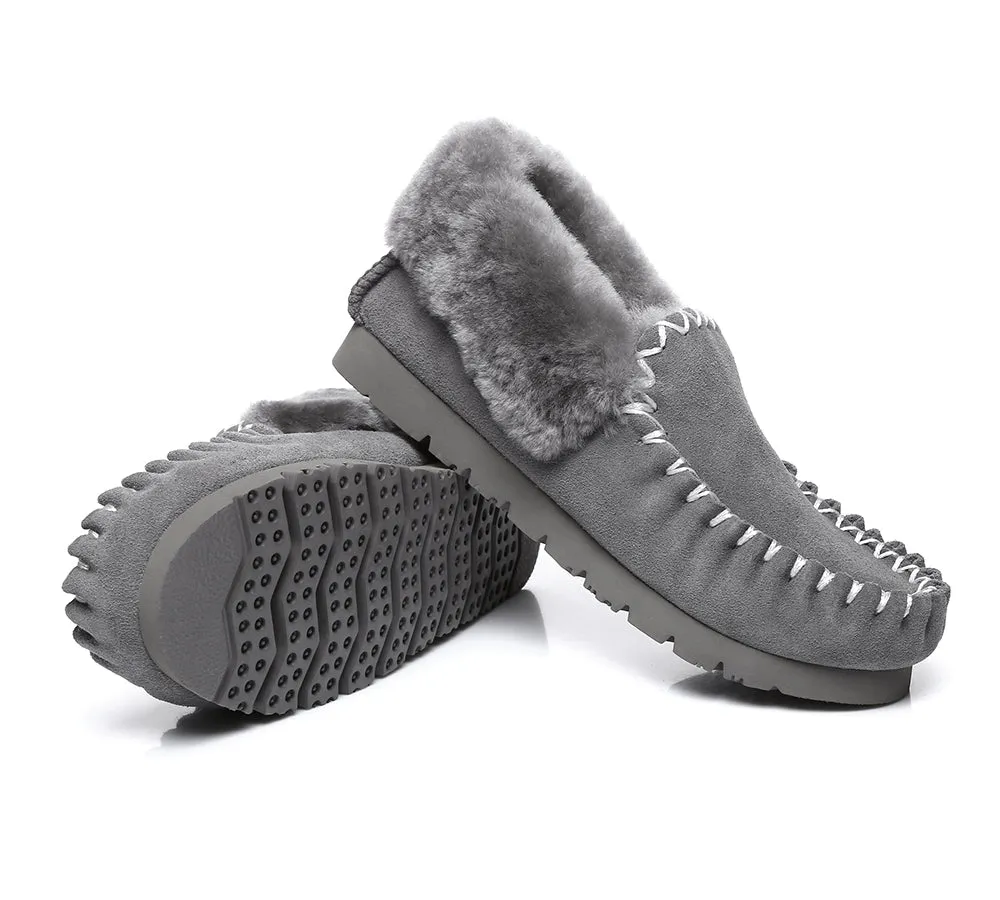 AUSTRALIAN SHEPHERD® UGG Men Sheepskin Wool Ankle Slippers Popo Moccasins Big Size