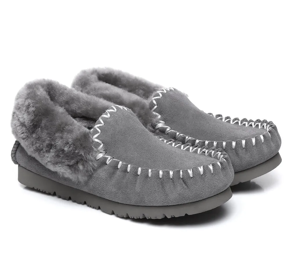 AUSTRALIAN SHEPHERD® UGG Men Sheepskin Wool Ankle Slippers Popo Moccasins Big Size