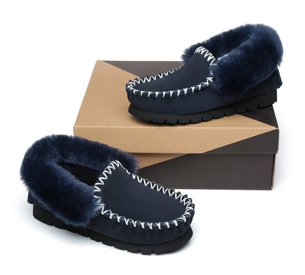 AUSTRALIAN SHEPHERD® UGG Men Sheepskin Wool Ankle Slippers Popo Moccasins Big Size