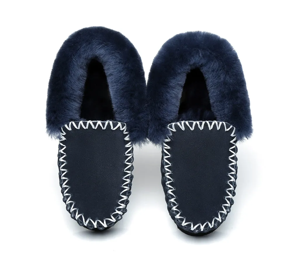 AUSTRALIAN SHEPHERD® UGG Men Sheepskin Wool Ankle Slippers Popo Moccasins Big Size