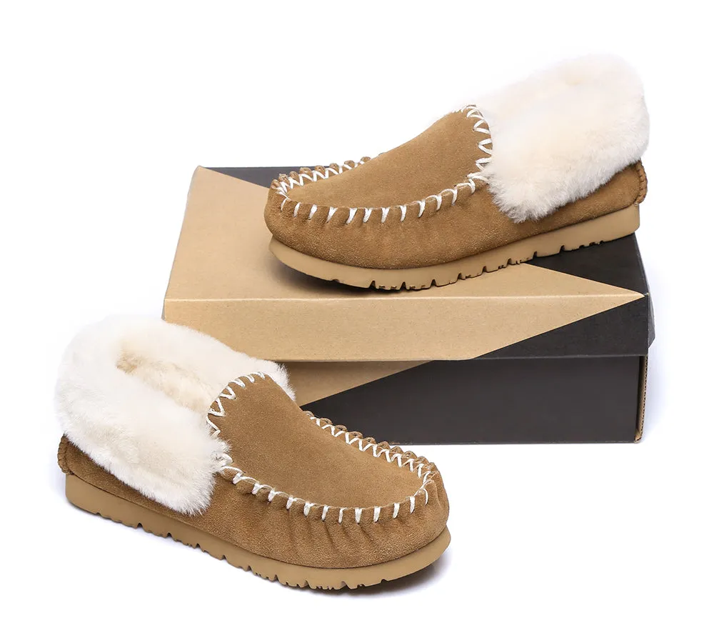 AUSTRALIAN SHEPHERD® UGG Men Sheepskin Wool Ankle Slippers Popo Moccasins Big Size