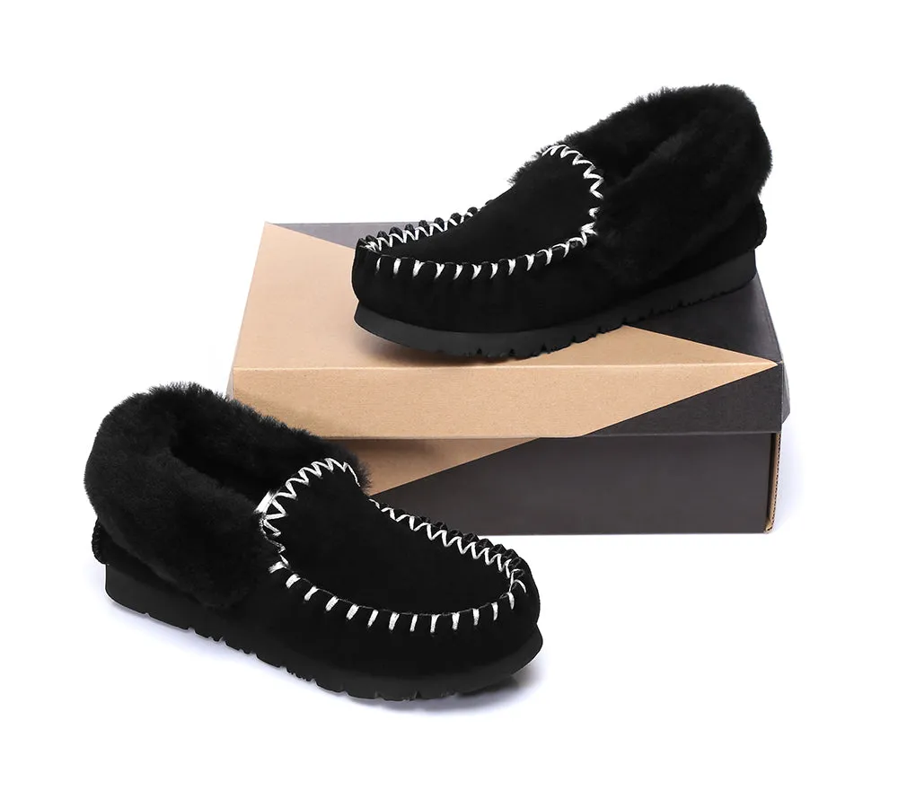 AUSTRALIAN SHEPHERD® UGG Men Sheepskin Wool Ankle Slippers Popo Moccasins Big Size