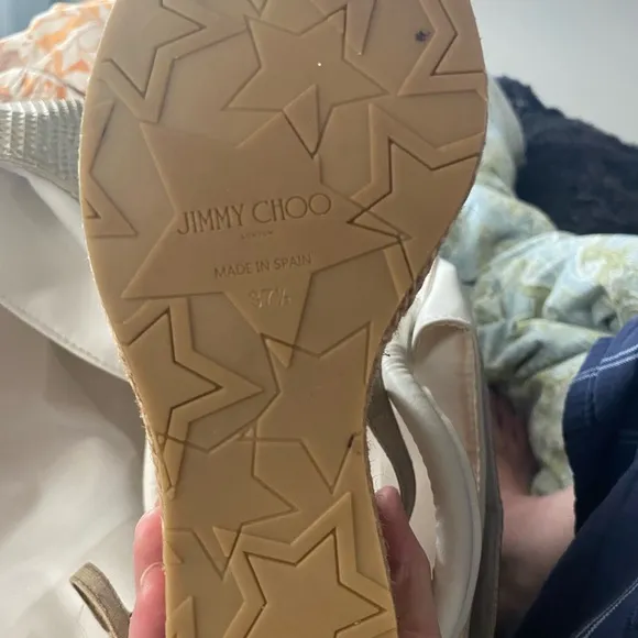 😻authentic  Jimmy Choo Amely 105mm Metalic Slingback Wedges