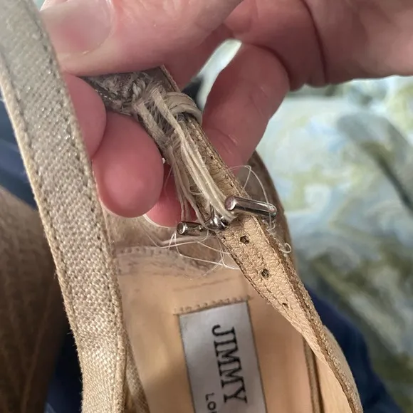 😻authentic  Jimmy Choo Amely 105mm Metalic Slingback Wedges