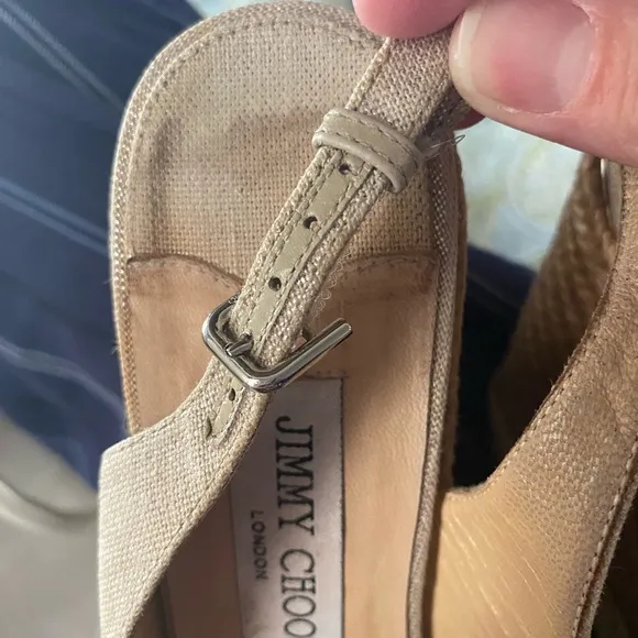 😻authentic  Jimmy Choo Amely 105mm Metalic Slingback Wedges