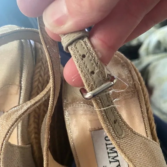 😻authentic  Jimmy Choo Amely 105mm Metalic Slingback Wedges