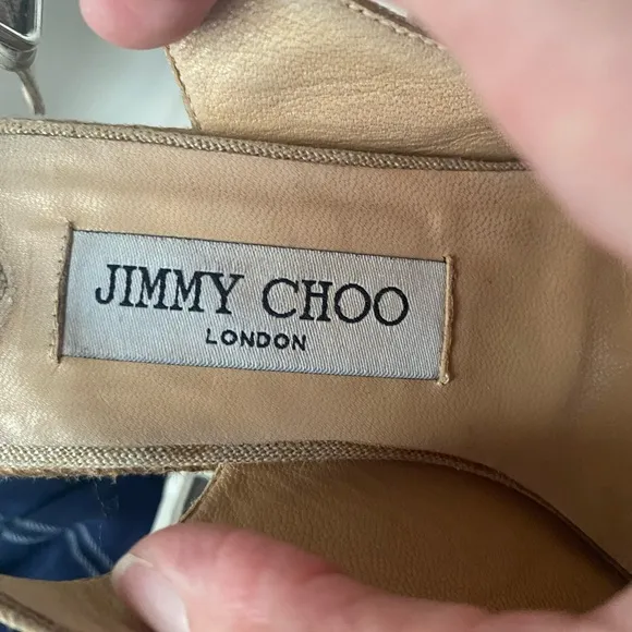 😻authentic  Jimmy Choo Amely 105mm Metalic Slingback Wedges