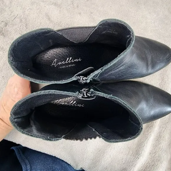 Avellini Shoes Womens Size EU 41 US 10.5 Black Leather Side Zip Ankle Boots