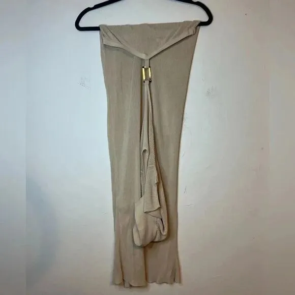 Aya Muse Cut Out Bella Dress in Sand Semi Sheer with hardware size XS