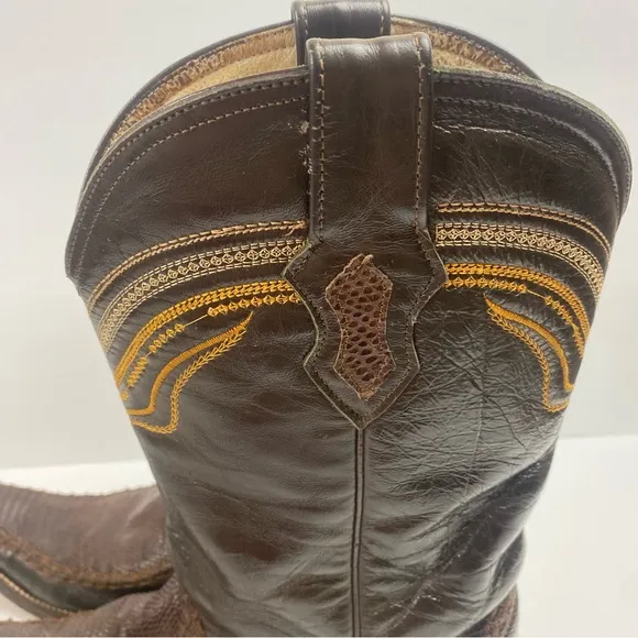 Azabache Boots Leather Vaquero Mexico Boots Snip Toe Brown Cowboy Western 8