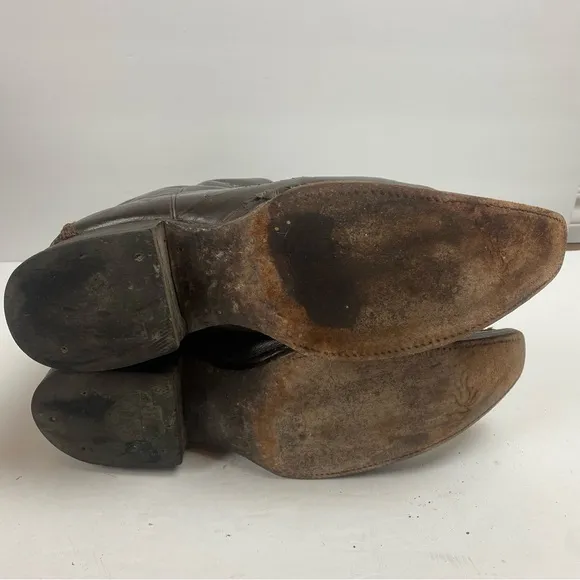 Azabache Boots Leather Vaquero Mexico Boots Snip Toe Brown Cowboy Western 8