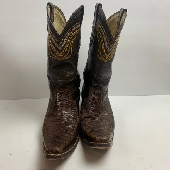 Azabache Boots Leather Vaquero Mexico Boots Snip Toe Brown Cowboy Western 8