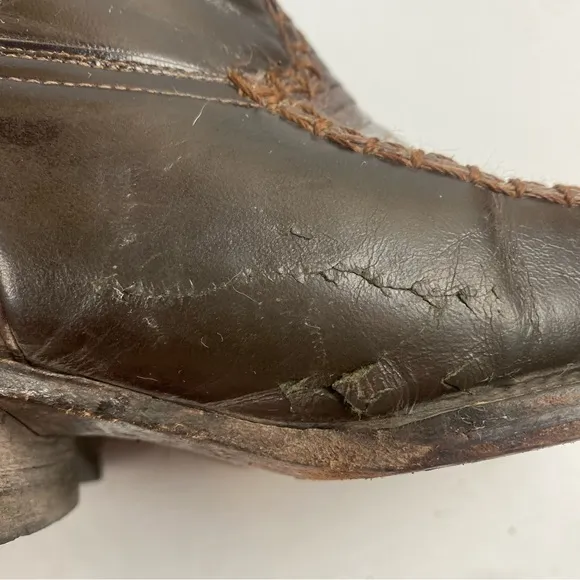 Azabache Boots Leather Vaquero Mexico Boots Snip Toe Brown Cowboy Western 8