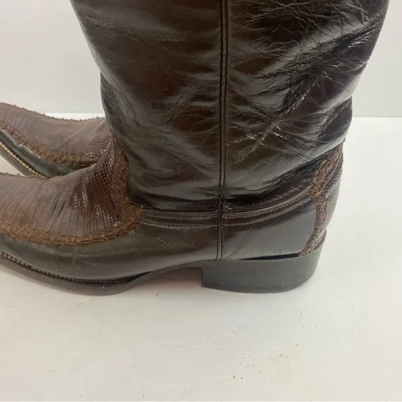Azabache Boots Leather Vaquero Mexico Boots Snip Toe Brown Cowboy Western 8