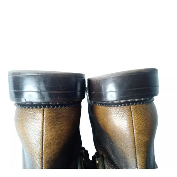 B Makowsky Women's Leather Riding Boots Size 7.5 Buckle &amp; Zip Accents Brown