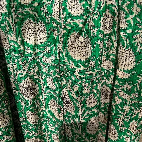 Ba&amp;sh Plume Green Floral Printed Short Sleeve Button Down Midi Dress Size 4