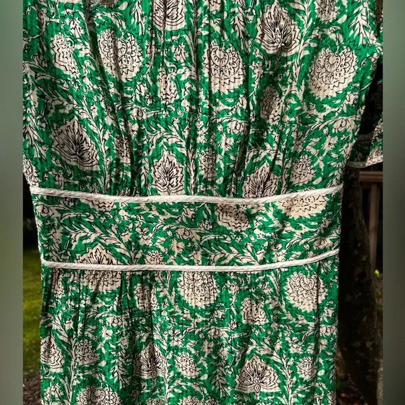 Ba&amp;sh Plume Green Floral Printed Short Sleeve Button Down Midi Dress Size 4