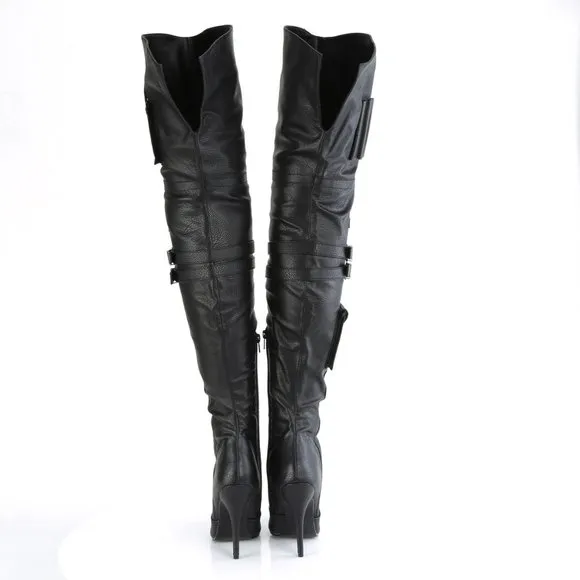 Back Slit Heel Thigh High Boots
