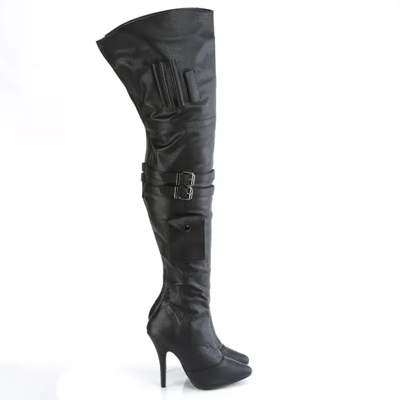 Back Slit Heel Thigh High Boots