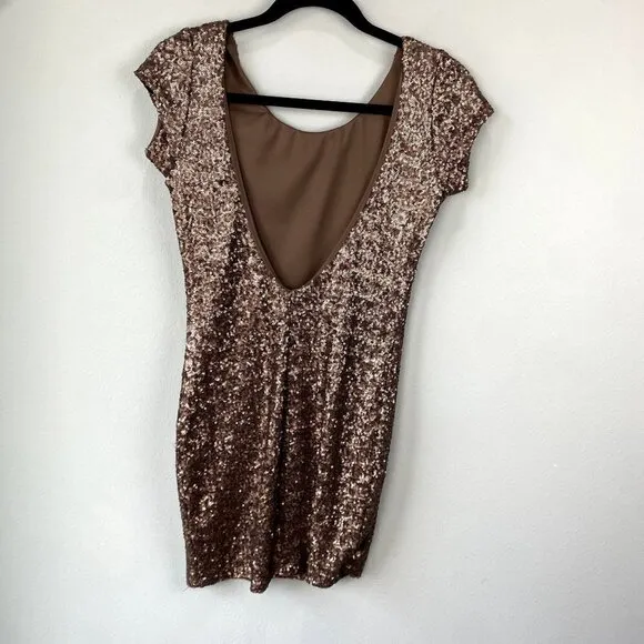 Backstage Fever Dress Bronze Sequin NWT S