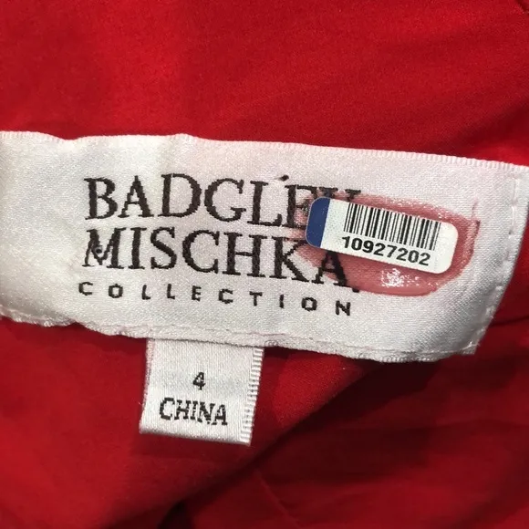 Badgley Mischka Cascade Gown Size 4 Red Formal Maxi Dress