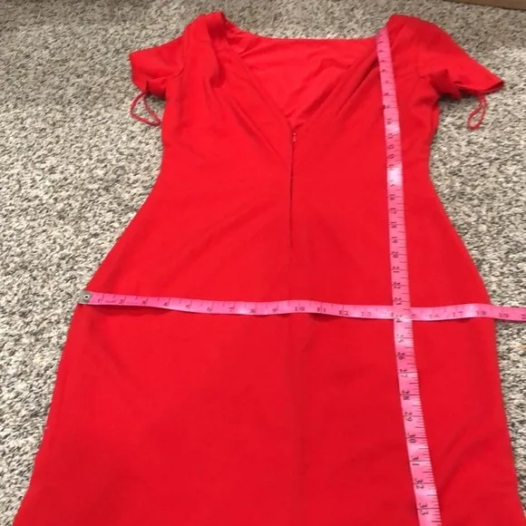 Badgley Mischka Cascade Gown Size 4 Red Formal Maxi Dress