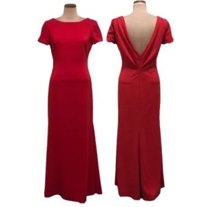 Badgley Mischka Cascade Gown Size 4 Red Formal Maxi Dress