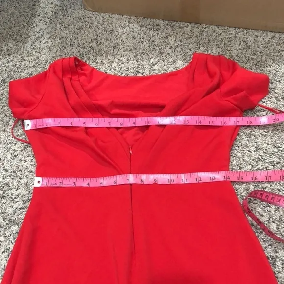 Badgley Mischka Cascade Gown Size 4 Red Formal Maxi Dress