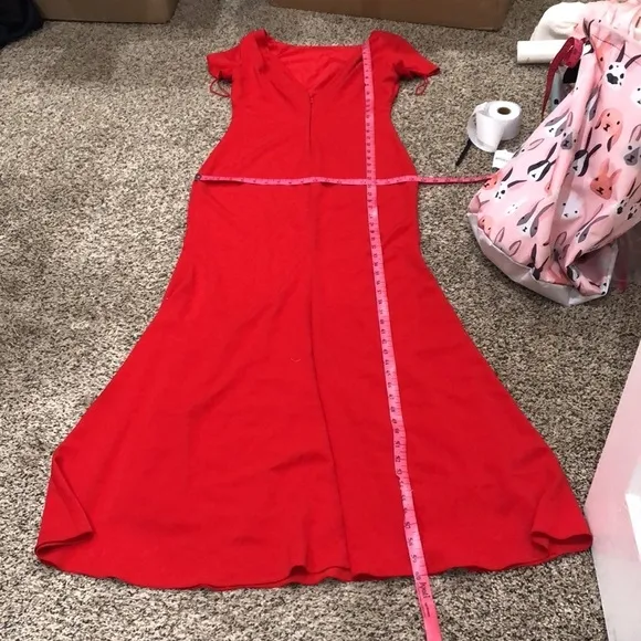 Badgley Mischka Cascade Gown Size 4 Red Formal Maxi Dress
