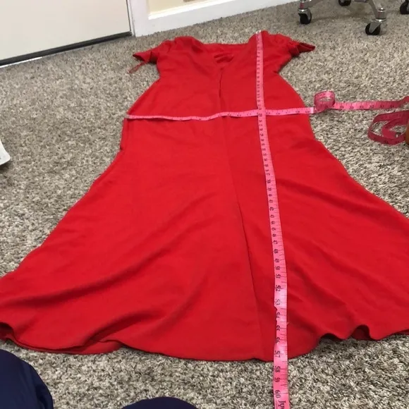 Badgley Mischka Cascade Gown Size 6 Red Formal Maxi Dress