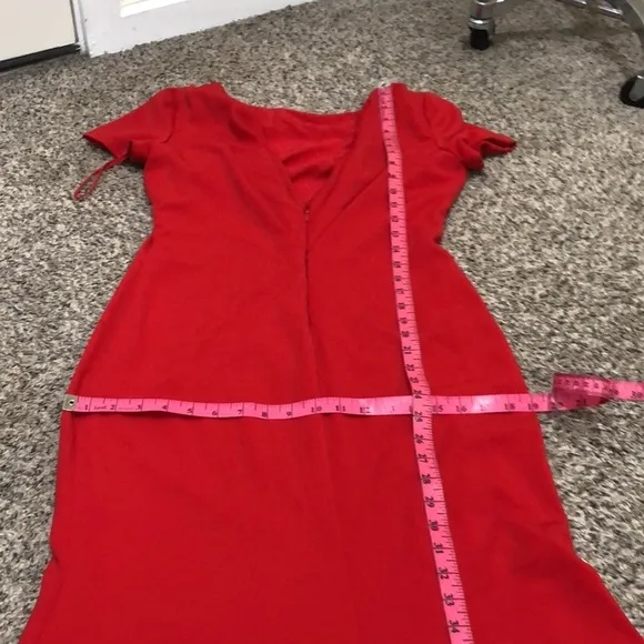 Badgley Mischka Cascade Gown Size 6 Red Formal Maxi Dress