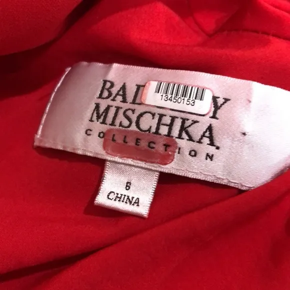Badgley Mischka Cascade Gown Size 6 Red Formal Maxi Dress
