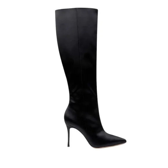 Badgley Mischka Collection Runway Knee High Black Satin Boots – Sz 9