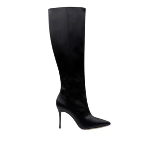 Badgley Mischka Collection Runway Knee High Black Satin Boots – Sz 9