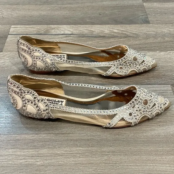 Badgley Mischka Gigi Rhinestone Embellished Pointed Toe Flats