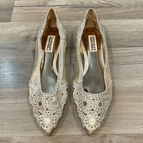 Badgley Mischka Gigi Rhinestone Embellished Pointed Toe Flats