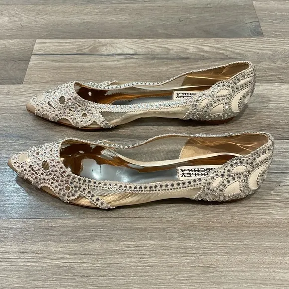 Badgley Mischka Gigi Rhinestone Embellished Pointed Toe Flats