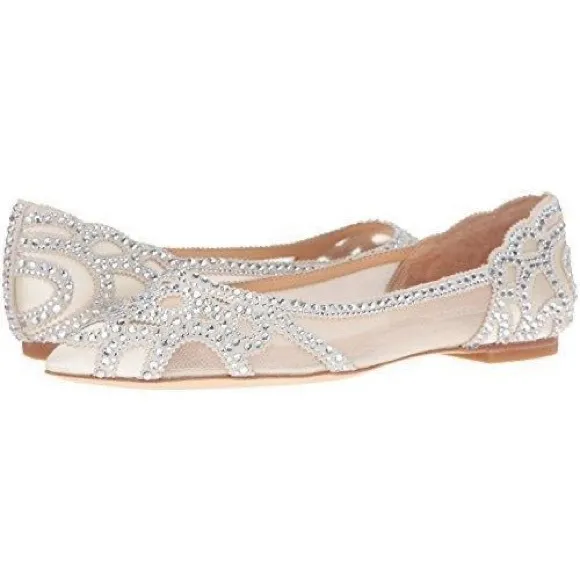 Badgley Mischka Gigi Rhinestone Embellished Pointed Toe Flats