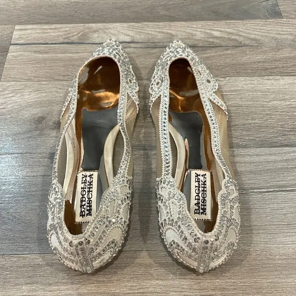 Badgley Mischka Gigi Rhinestone Embellished Pointed Toe Flats