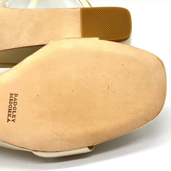 Badgley Mischka Size 9.5 Ivory Satin Jeweled Wedges Dress Sandals Heels Shoes