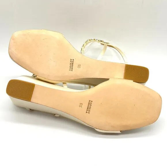 Badgley Mischka Size 9.5 Ivory Satin Jeweled Wedges Dress Sandals Heels Shoes