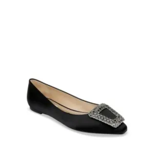 BADGLEY MISCHKA Womens Black Hardware Emerie Pointed Toe Slip On Flats Shoes 8