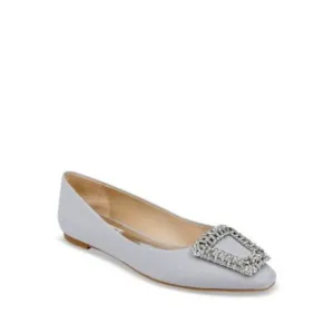 BADGLEY MISCHKA Womens Silver Hardware Emerie Pointed Toe Slip On Flats Shoes 10