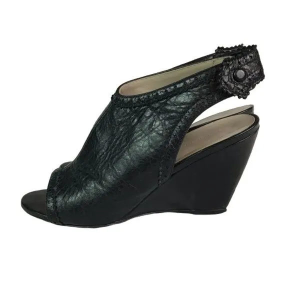 Balenciaga 39 brogue peeptoe wedges black