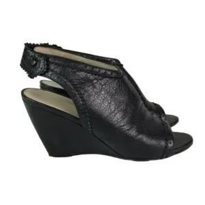 Balenciaga 39 brogue peeptoe wedges black
