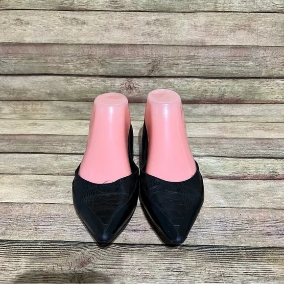 Balenciaga Black Leather Pointed Flats