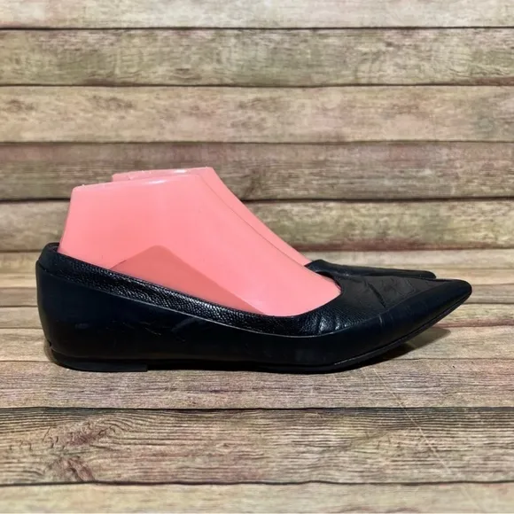 Balenciaga Black Leather Pointed Flats
