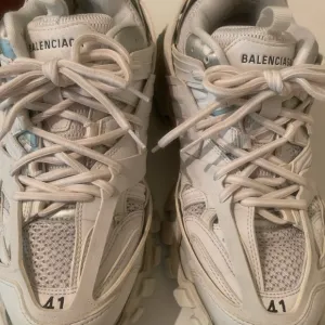 Balenciaga Men’s White and Gray Tack Shoes Size 8