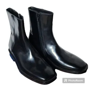 Balenciaga side zip black leather ankle boots 37